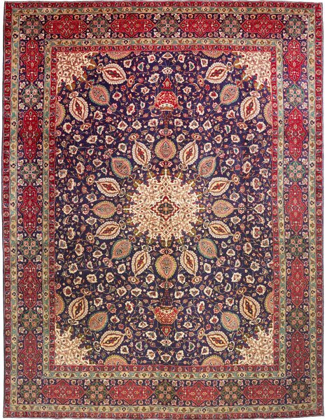 Tappeto Tabriz Persia Medaglione Blu Rosso 300x395 Cm