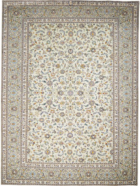 Tappeto Kashan Persia Floreale Avorio Verde 298x404 Cm