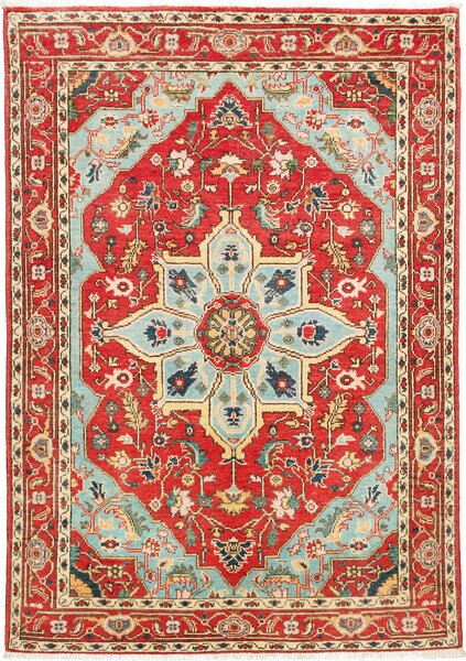 Tappeto Zigler Pakistan Medaglione Rosso Celeste 120x173 Cm