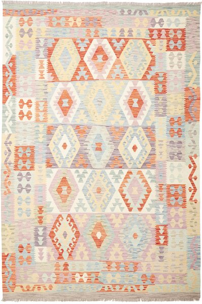 Tappeto Kilim Afghanistan Geometrico Pastello Blu 198x298 Cm