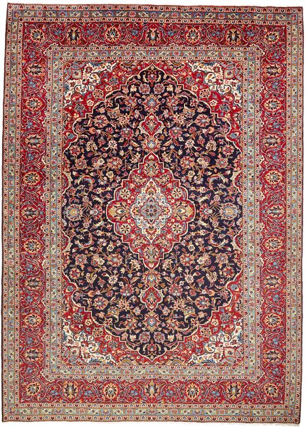 Tappeto Kashan Persia Medaglione Blu Rosso 260x360 Cm