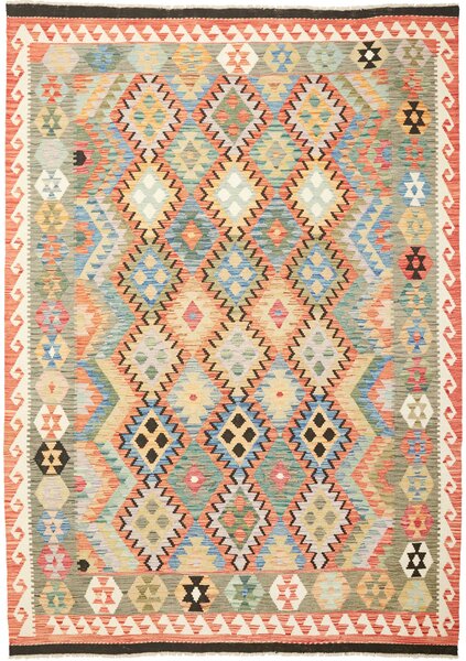 Tappeto Kilim Afghanistan Astratto Multicolore Vivace 202x286 Cm