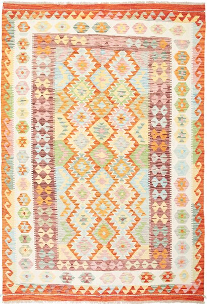 Tappeto Kilim Afghanistan Geometrico Multicolore Terracotta 175x251 Cm