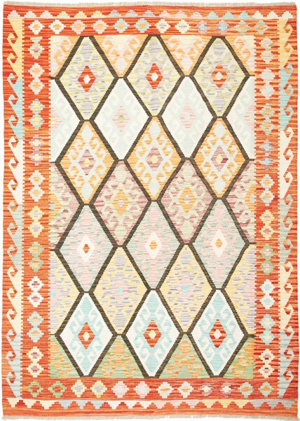 Tappeto Kilim Afghanistan Geometrico Arancione Multicolore Pastello 176x243 Cm