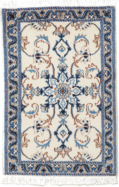 Tappeto Nain Kashmar Persia Medaglione Avorio Blu 60x90 Cm