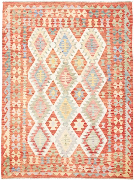 Tappeto Kilim Afghanistan Geometrico Terracotta Beige 177x241 Cm