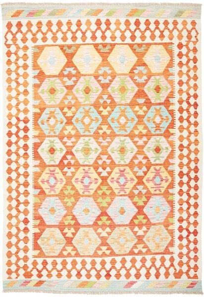 Tappeto Kilim Afghanistan Geometrico Terracotta Pastello 167x240 Cm