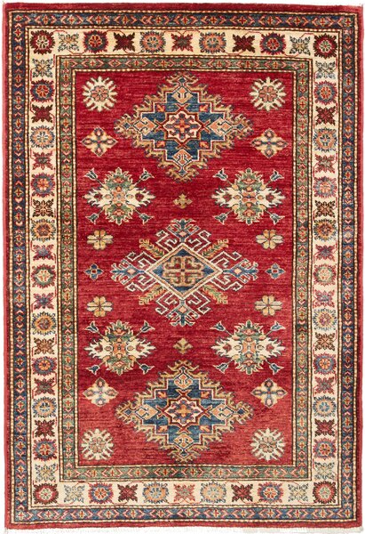 Tappeto Kazak Fine Pakistan Astratto Rosso Blu Beige 98x143 Cm