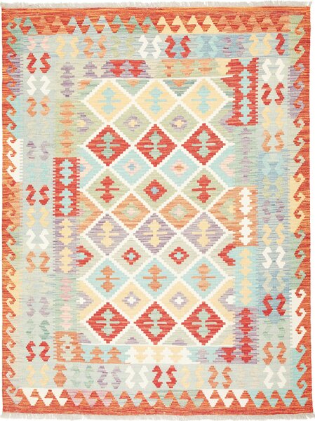 Tappeto Kilim Afghanistan Geometrico Arancio Azzurro 155x203 Cm