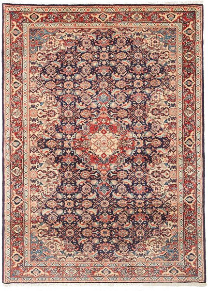 Tappeto Sarough Persia Medaglione Blu Scuro Rosso 105x144 Cm
