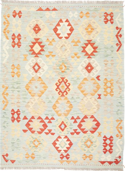 Tappeto Kilim Afghanistan Geometrico Azzurro Arancio 150x196 Cm