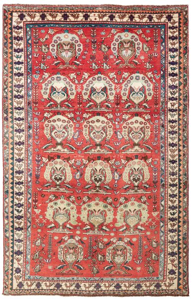 Tappeto Shiraz Persia Astratto Rosso Crema 155x240 Cm