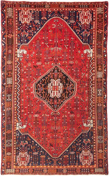 Tappeto Shiraz Persia Medaglione Rosso Blu 160x260 Cm