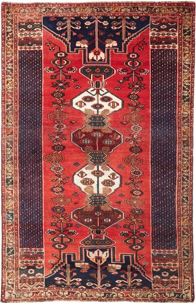Tappeto Shiraz Persia Astratto Rosso Blu 163x260 Cm