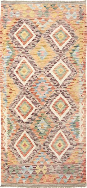 Tappeto Kilim Afghanistan Astratto Multicolore Vivace 100x215 Cm