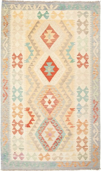 Tappeto Kilim Afghanistan Geometrico Beige Terracotta 112x189 Cm