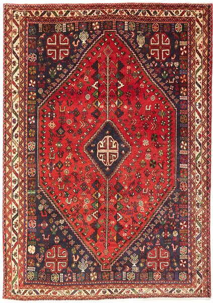 Tappeto Shiraz Persia Medaglione Rosso Blu 162x230 Cm