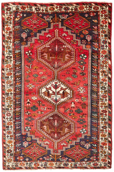 Tappeto Shiraz Persia Geometrico Rosso Blu Scuro 170x255 Cm