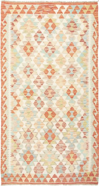 Tappeto Kilim Afghanistan Geometrico Crema Terracotta 107x198 Cm
