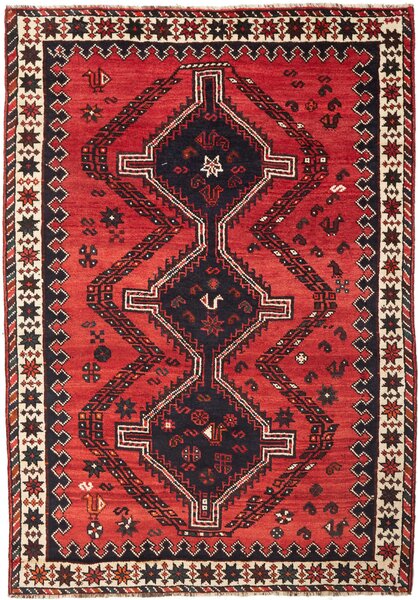 Tappeto Shiraz Persia Astratto Rosso Blu Scuro 175x252 Cm