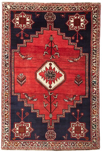 Tappeto Shiraz Persia Geometrico Rosso Blu Notte 168x253 Cm