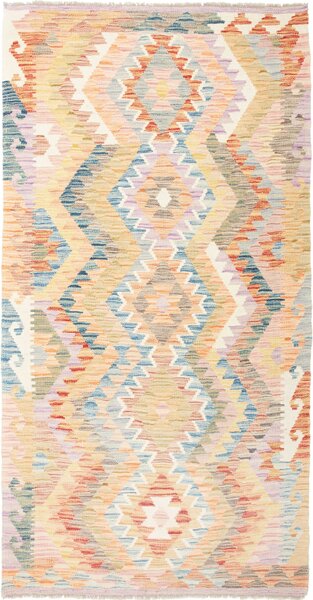 Tappeto Kilim Afghanistan Geometrico Pastello Policromo 105x199 Cm