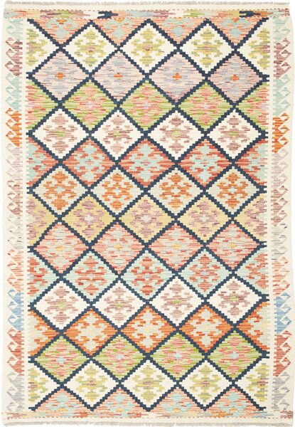 Tappeto Kilim Afghanistan Geometrico Multicolore Pastello 126x182 Cm