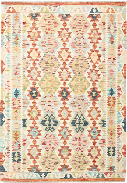 Tappeto Kilim Afghanistan Geometrico Multicolore Vivace 130x185 Cm