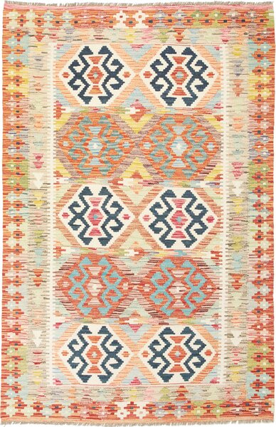 Tappeto Kilim Afghanistan Astratto Multicolore Vivace 120x186 Cm