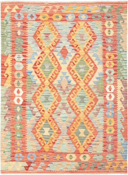 Tappeto Kilim Afghanistan Geometrico Corallo Azzurro 128x171 Cm