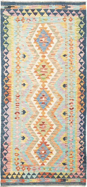 Tappeto Kilim Afghanistan Geometrico Multicolore Pastello 93x200 Cm