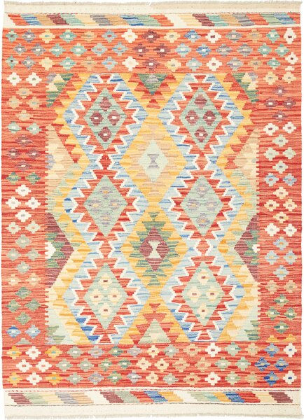 Tappeto Kilim Afghanistan Astratto Terracotta Multicolore 127x172 Cm