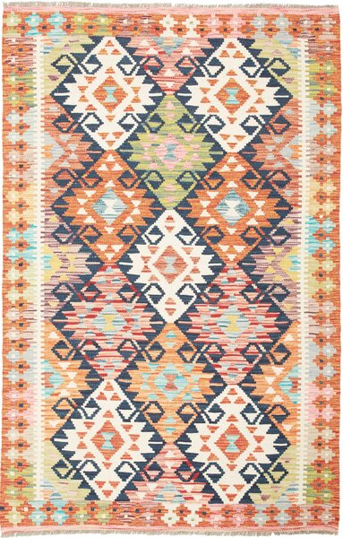 Tappeto Kilim Afghanistan Geometrico Policromo Arancio 120x185 Cm