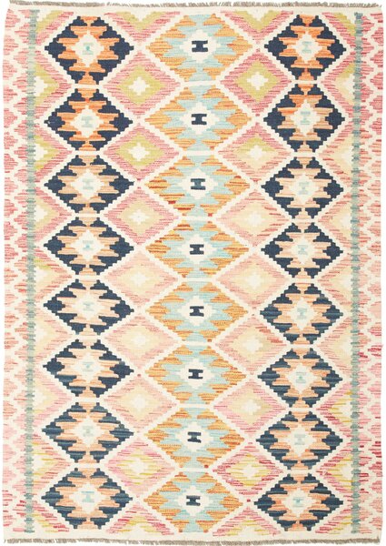 Tappeto Kilim Afghanistan Geometrico Rosa Azzurro 127x178 Cm