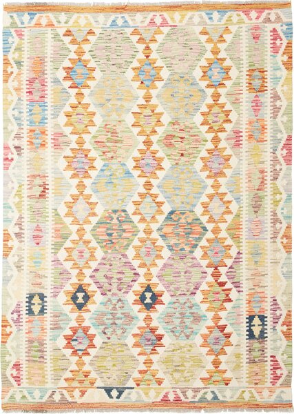 Tappeto Kilim Afghanistan Geometrico Multicolore Pastello 129x184 Cm