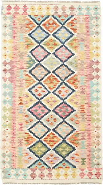 Tappeto Kilim Afghanistan Geometrico Multicolore Pastello Crema 104x188 Cm