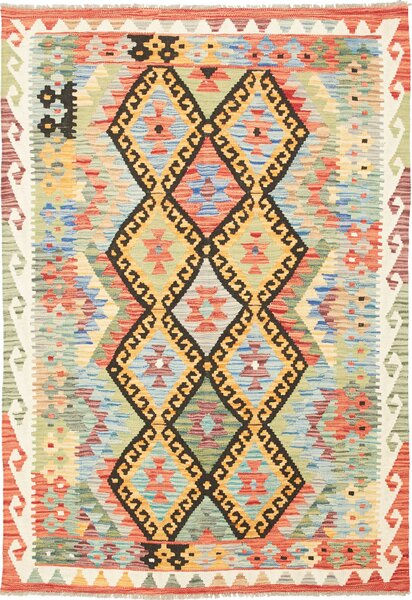 Tappeto Kilim Afghanistan Geometrico Azzurro Verde 121x176 Cm
