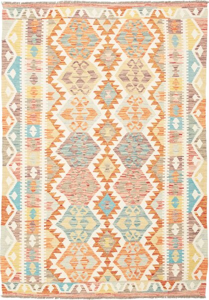 Tappeto Kilim Afghanistan Geometrico Multicolore Pastello 124x175 Cm