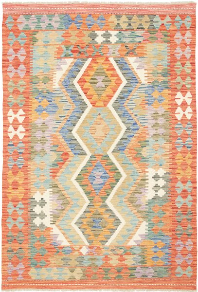 Tappeto Kilim Afghanistan Geometrico Terracotta Blu 126x182 Cm