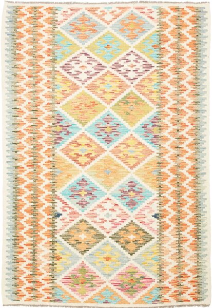 Tappeto Kilim Afghanistan Geometrico Avorio Multicolore Pastello 125x159 Cm