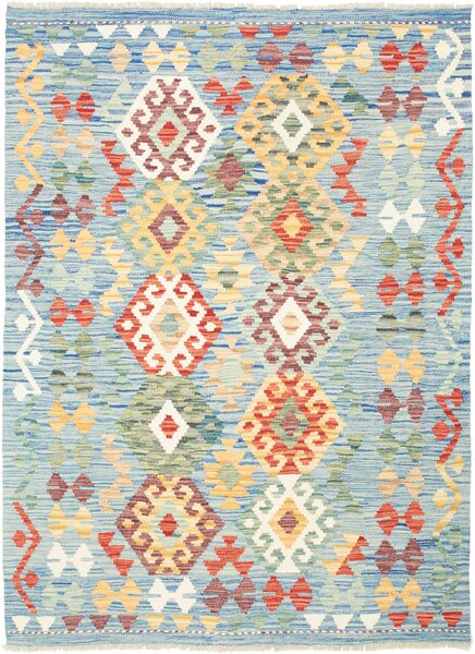 Tappeto Kilim Afghanistan Astratto Azzurro Multicolore 128x178 Cm
