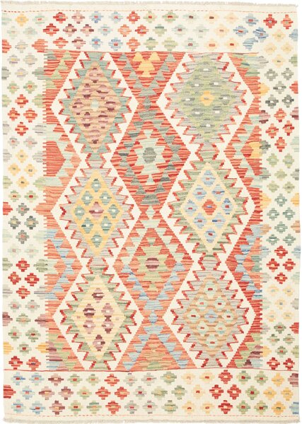 Tappeto Kilim Afghanistan Astratto Multicolore Pastello 129x186 Cm