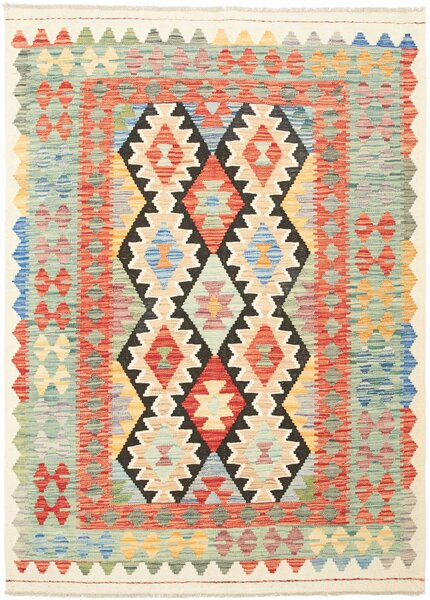 Tappeto Kilim Afghanistan Geometrico Multicolore Terracotta 132x181 Cm