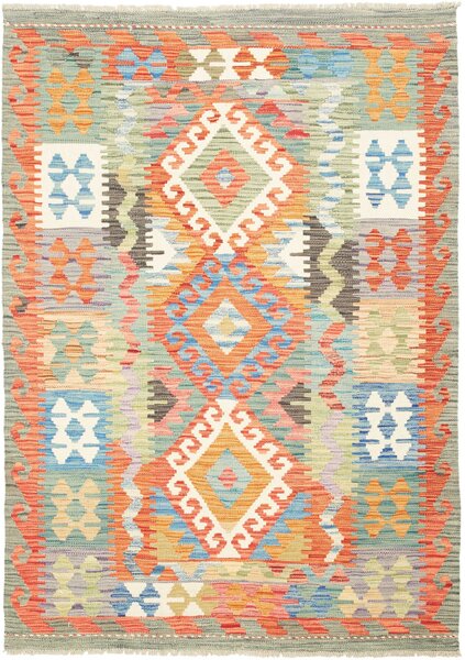 Tappeto Kilim Afghanistan Geometrico Multicolore Verde-acqua 124x175 Cm