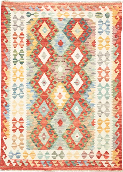Tappeto Kilim Afghanistan Geometrico Multicolore Rosso 126x178 Cm