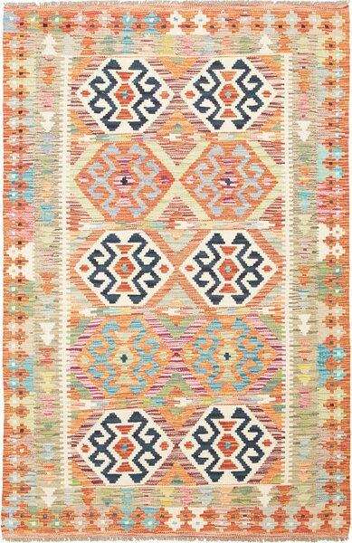 Tappeto Kilim Afghanistan Geometrico Multicolore Vivace 120x186 Cm