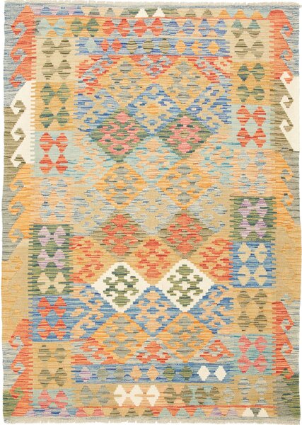 Tappeto Kilim Afghanistan Geometrico Multicolore Vibrante 128x178 Cm