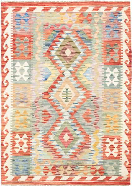 Tappeto Kilim Afghanistan Astratto Multicolore Vivace 124x175 Cm
