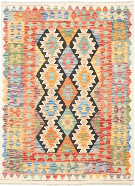 Tappeto Kilim Afghanistan Astratto Multicolore Vivace 129x176 Cm
