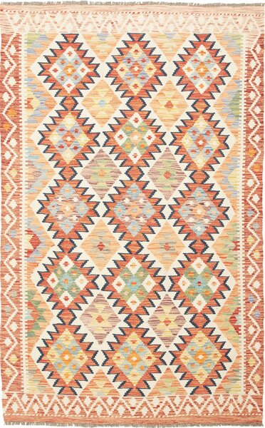 Tappeto Kilim Afghanistan Astratto Crema Arancio 120x188 Cm